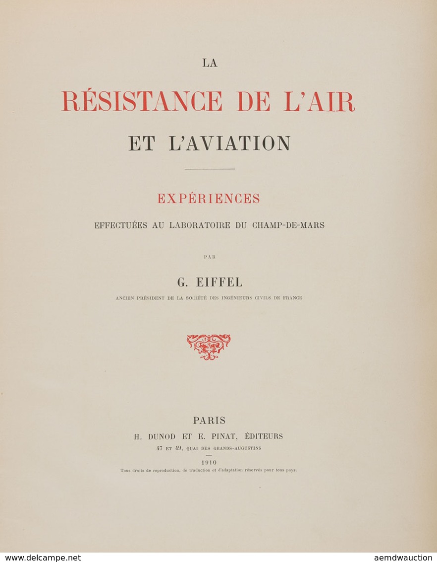 Gustave EIFFEL - La Résistance De L'air Et L'aviation. - Ohne Zuordnung