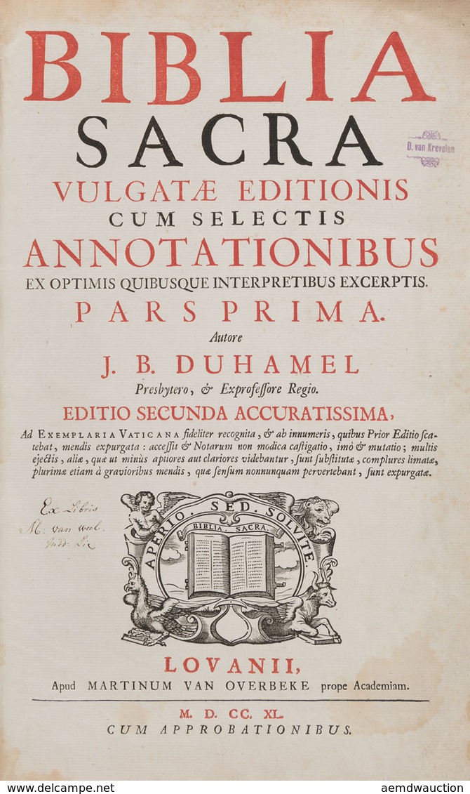 [BIBLE] Jean Baptiste DUHAMEL - Biblia Sacra Vulgatæ Ed - Ohne Zuordnung