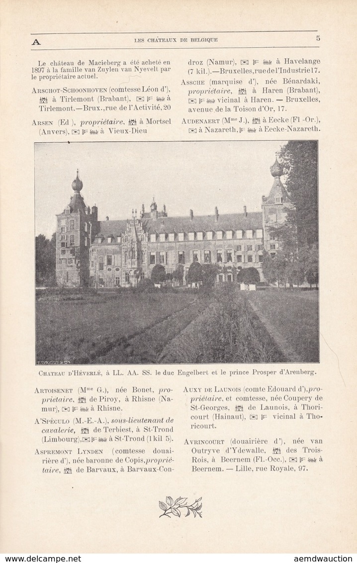 ANNUAIRE DES CHÂTEAUX DE BELGIQUE. 2e Année. - Ohne Zuordnung