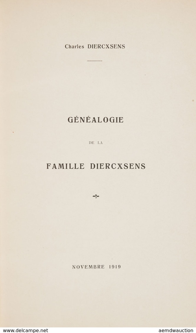 Charles DIERCXSENS - Généalogie De La Famille Diercxens - Ohne Zuordnung