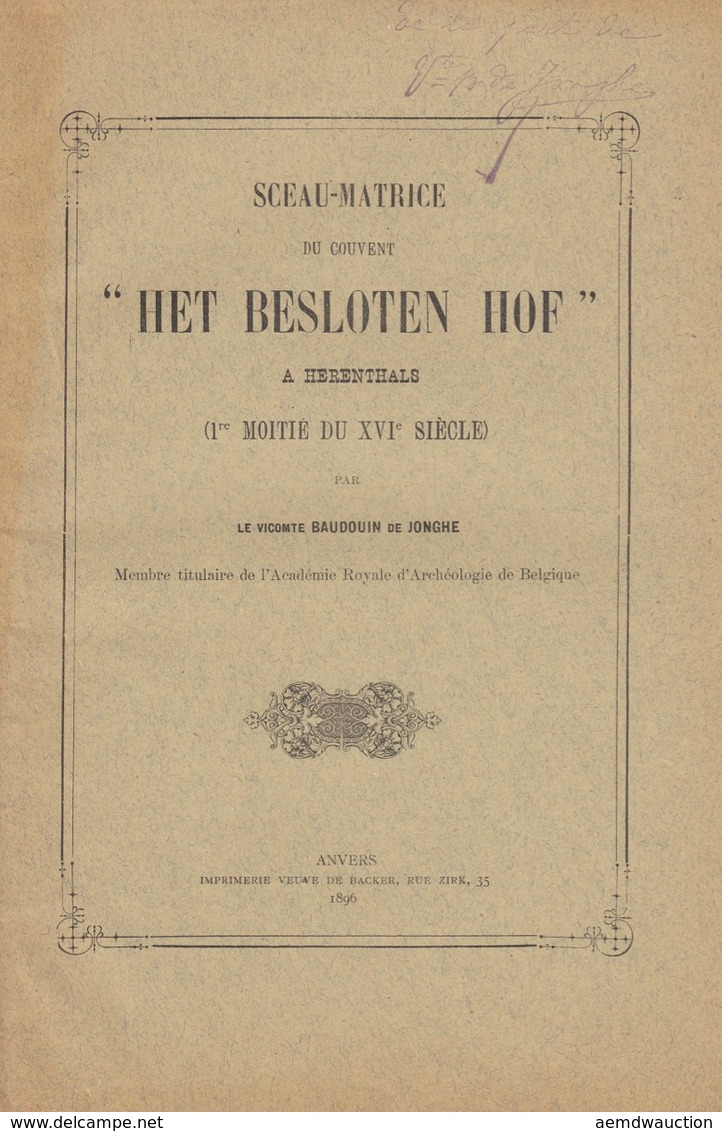 Baudouin De JONGHE, J.-TH. DE RAADT, ALBERT VISART DE B - Ohne Zuordnung