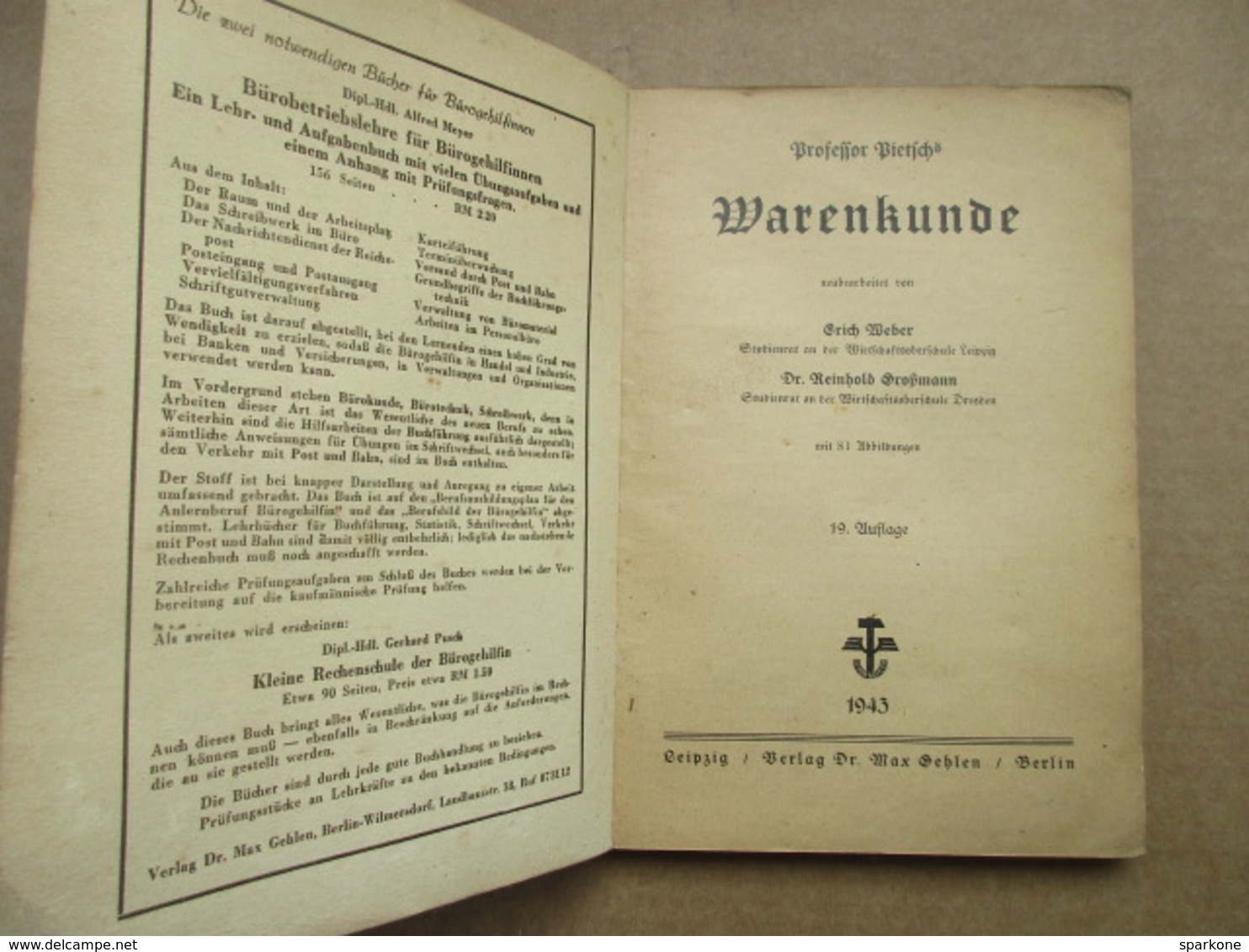 Warenkunde (Professor Pietschs) éditions De 1943 - Livres Anciens