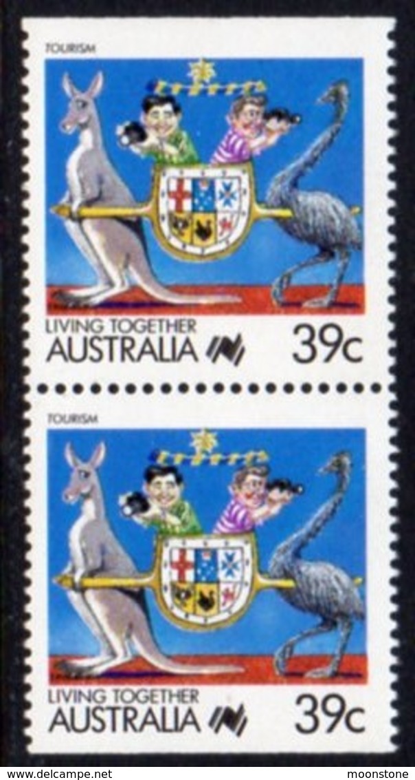 Australia 1988 Living Together Definitives, 39c Booklet Pair, MNH, SG 1121ba - Mint Stamps