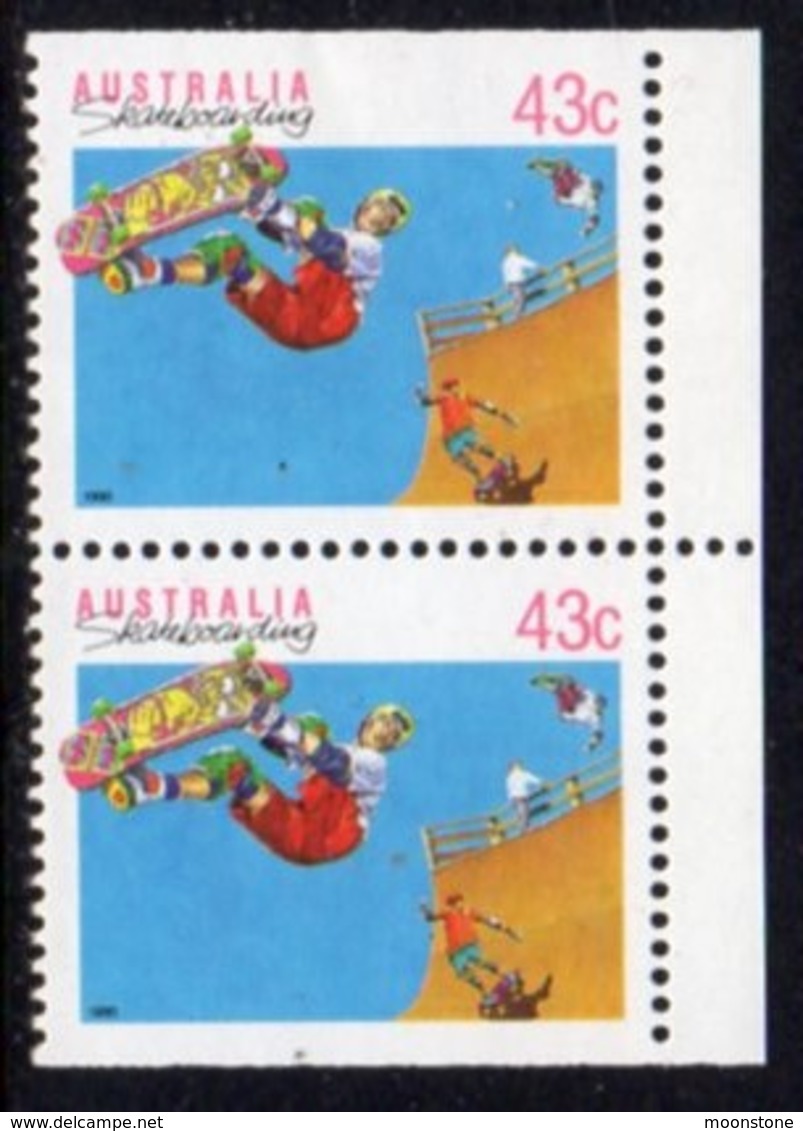 Australia 1989 Sports Definitives, 43c Skateboarding Booklet Pair, MNH, SG 1181a - Mint Stamps