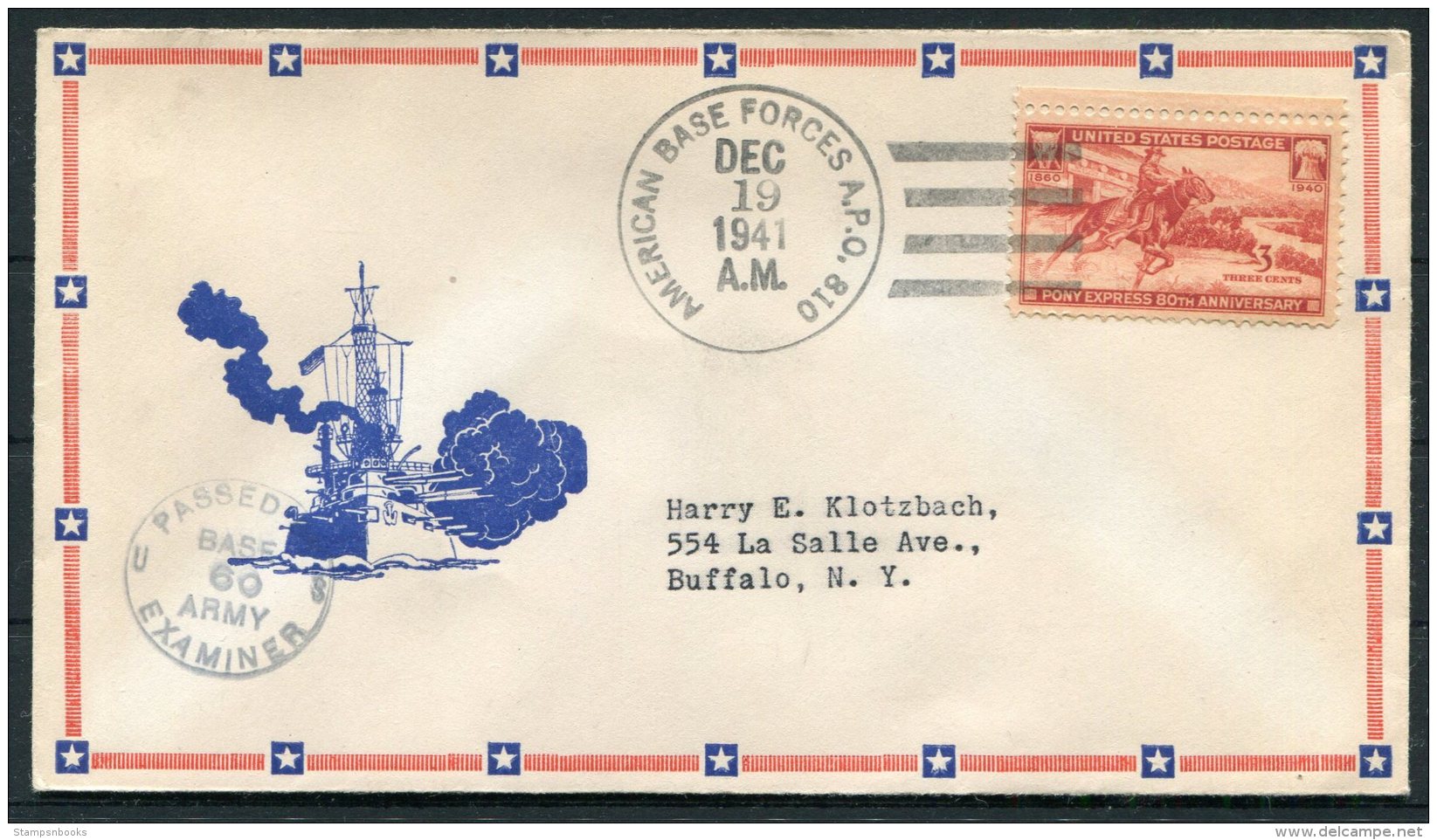 1941 Iceland USA APO 810 Fieldpost Censor Patriotic Ship Cover - Brieven En Documenten