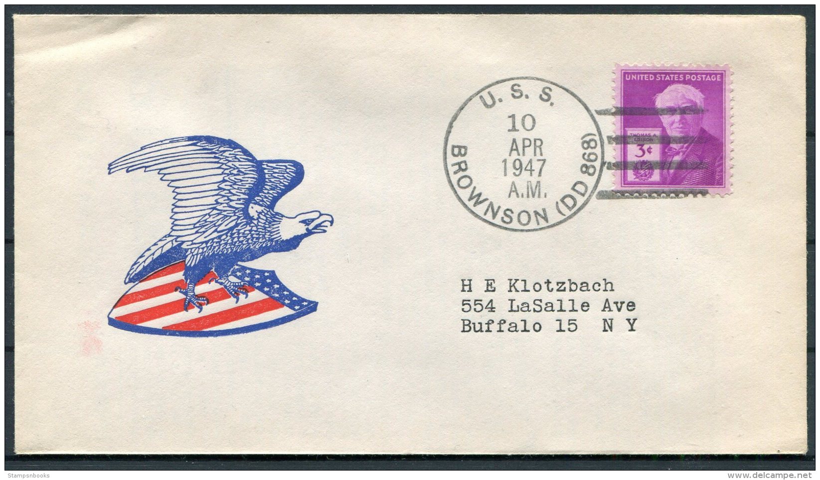 1947 USA Operation High Jump, Byrd Polar Expedition Ship Cover. USS BROWNSON - Polar Ships & Icebreakers