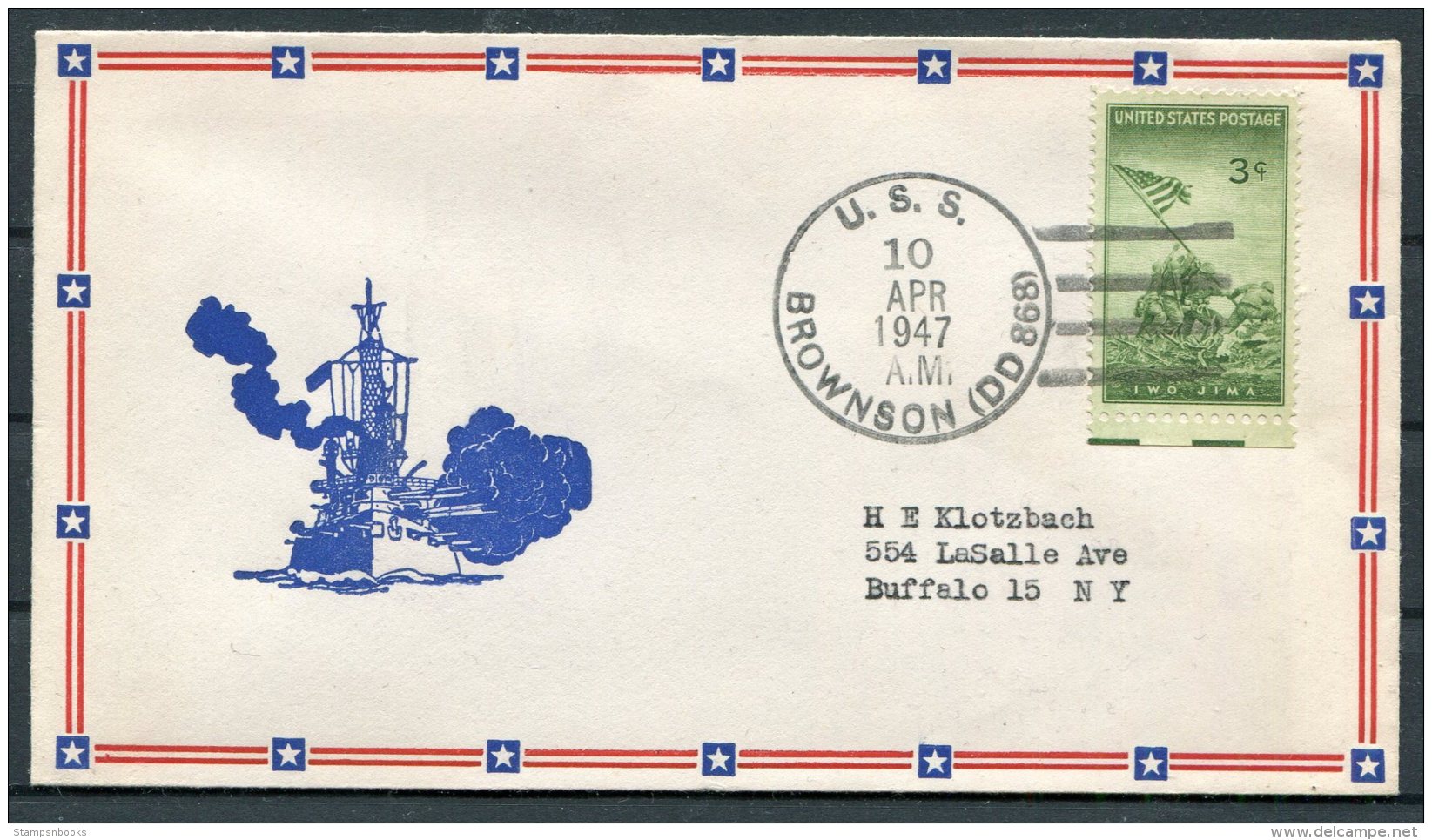 1947 USA Operation High Jump, Byrd Polar Expedition Ship Cover. USS BROWNSON. US Navy - Polar Ships & Icebreakers