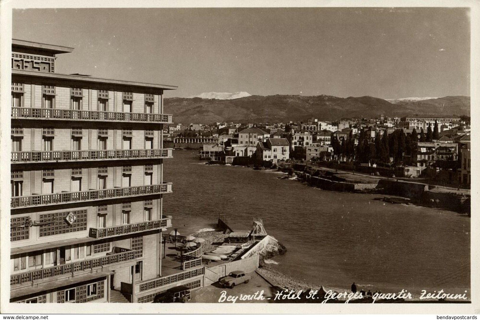 Lebanon, BEIRUT BEYROUTH, St. Georges Hotel, Quartier Zeitouni (1950s) RPPC - Lebanon