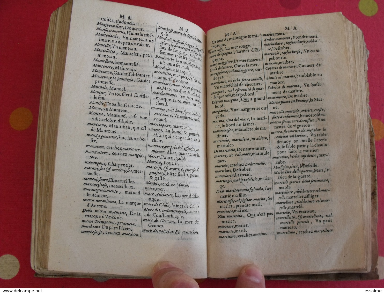 Dictionnaire Dittionario Italiano E Francese. Pietro Canale. Stampati In Parigi. 1603 - Ante 18imo Secolo