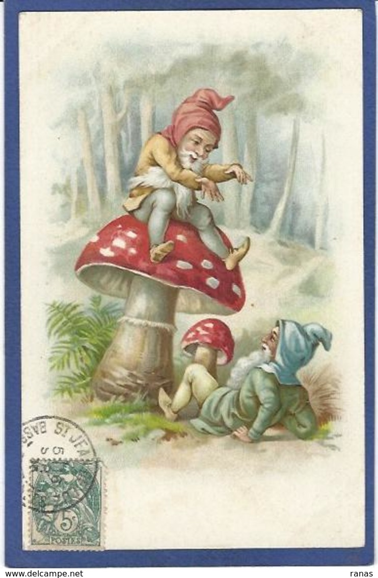 CPA Champignon Mushroom Fantaisie Gnome Lutin Nain Circulé - Cuentos, Fabulas Y Leyendas