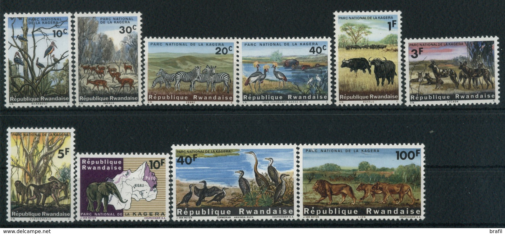 1965 Rwanda, Parco Di Kagera, Serie Completa Nuova (**) (30 C.*) - Nuovi