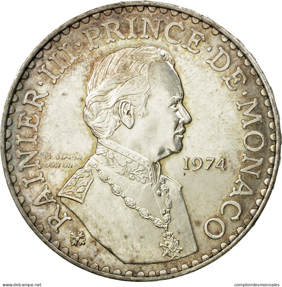 Monnaie, Monaco, Rainier III, 50 Francs, 1974, SUP, Argent, KM:152.1 - 1960-2001 New Francs