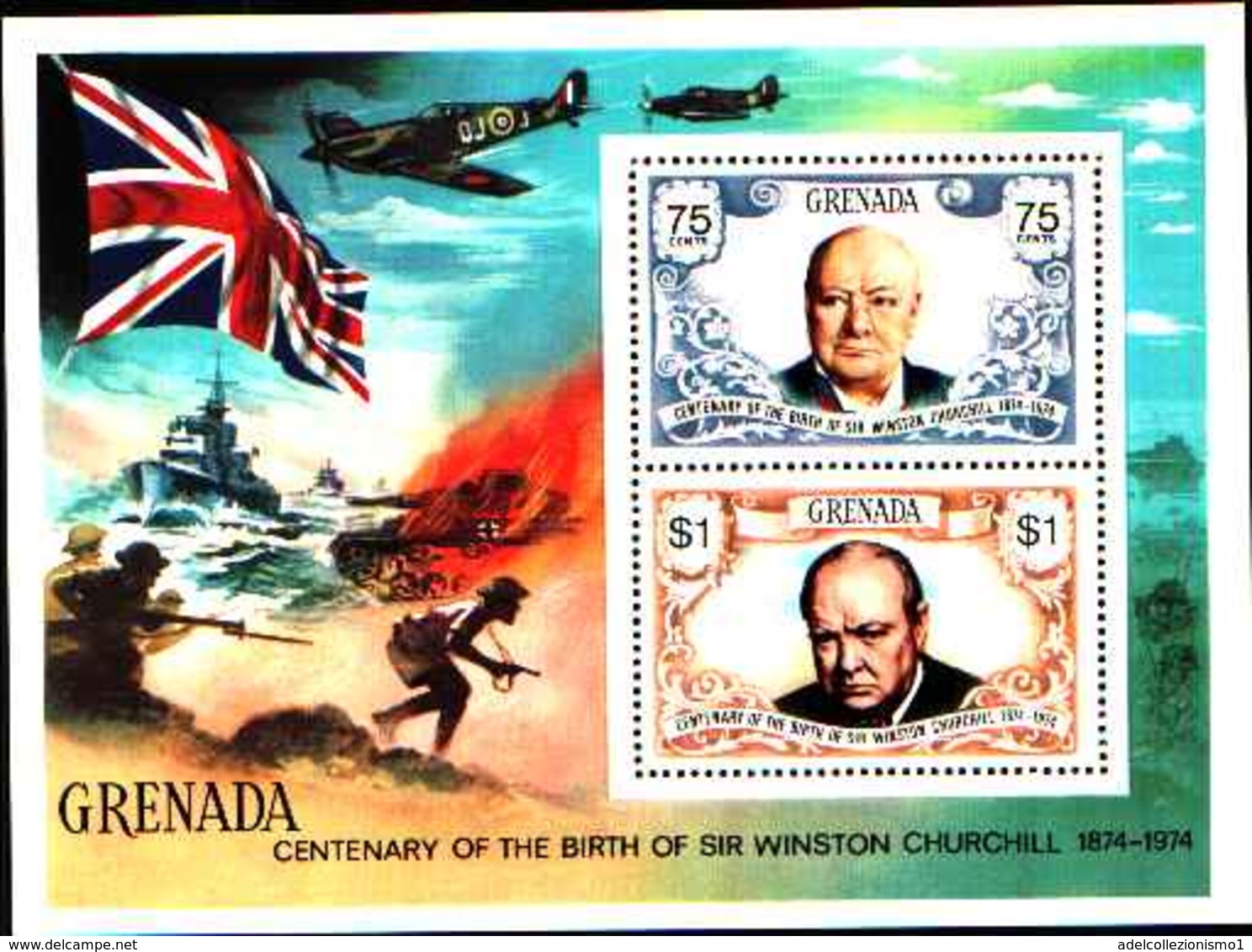 72282) GRENADA-1974 BF. 34-nascita Centenario Di Winston Churchill MNH** - Grenade (1974-...)