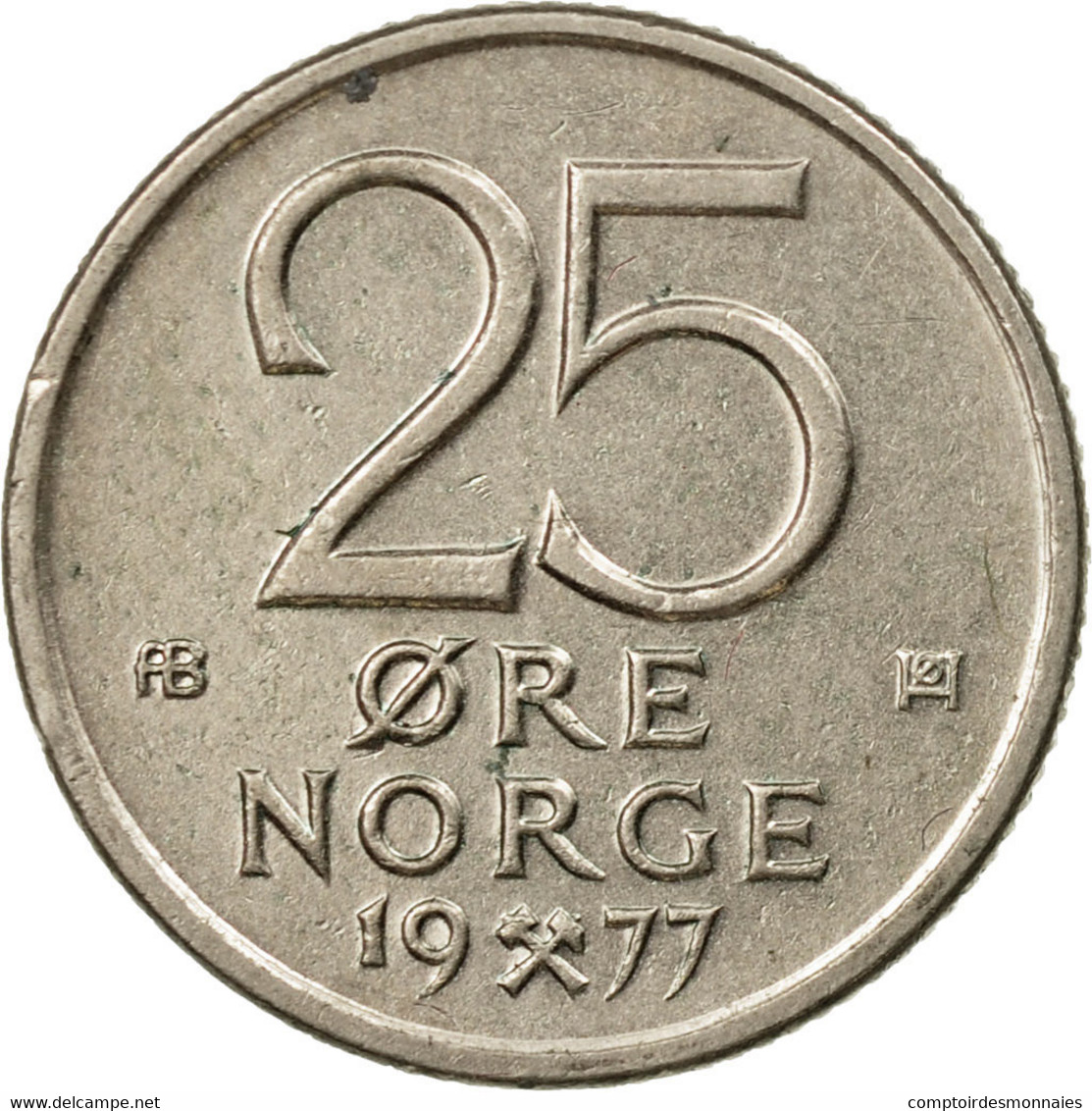 Monnaie, Norvège, Olav V, 25 Öre, 1977, TTB, Copper-nickel, KM:417 - Norvège