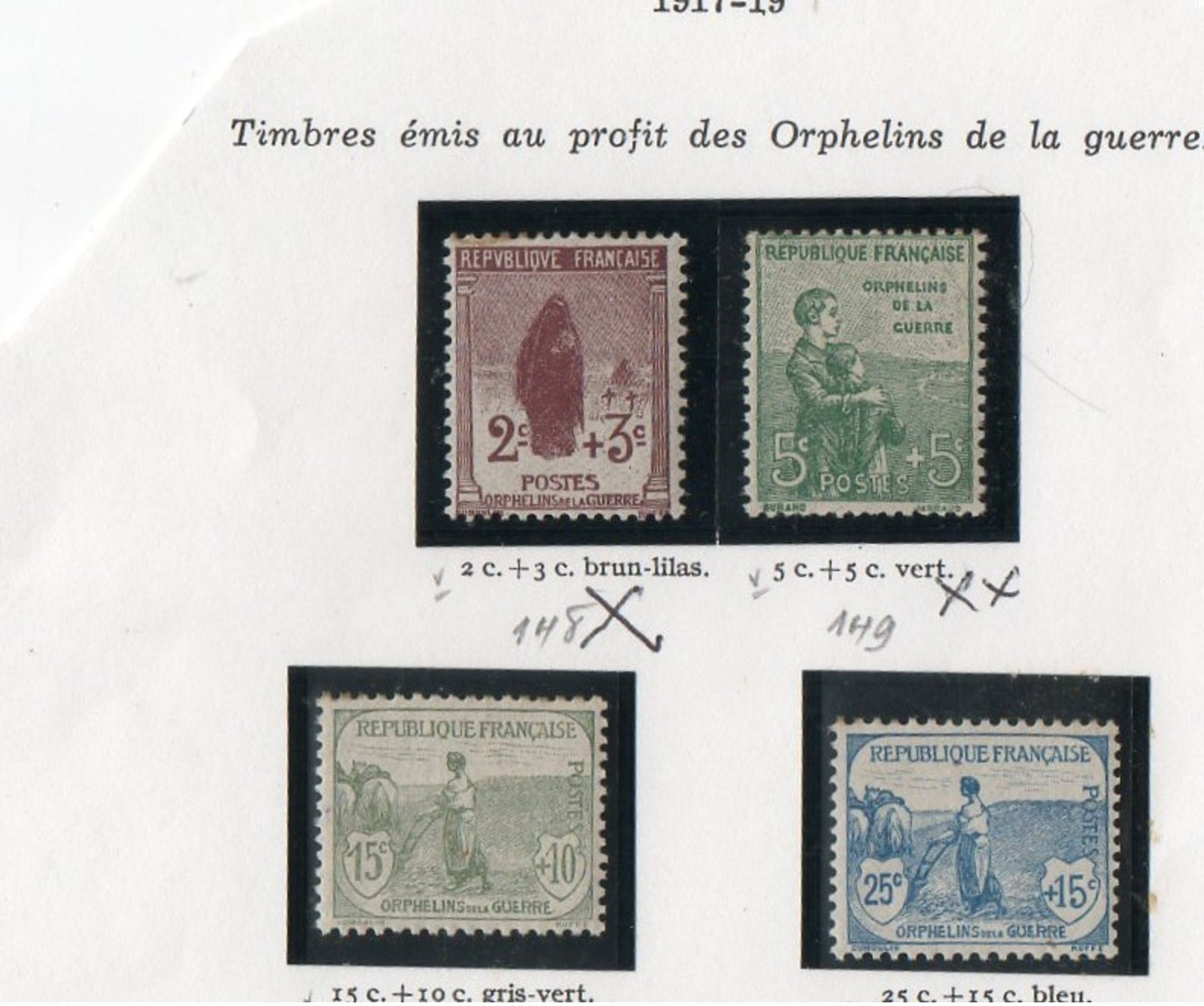 FRANCE - 1917-19 - Orphelins De La Guerre - Unused Stamps