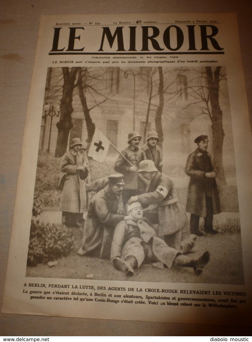 1919 LE MIROIR:Révolution à Berlin Et Au Portugal;Navire HERKULES;Peaux-rouges à Oklaoma;Navire Anglais Cochrane;etc - Français