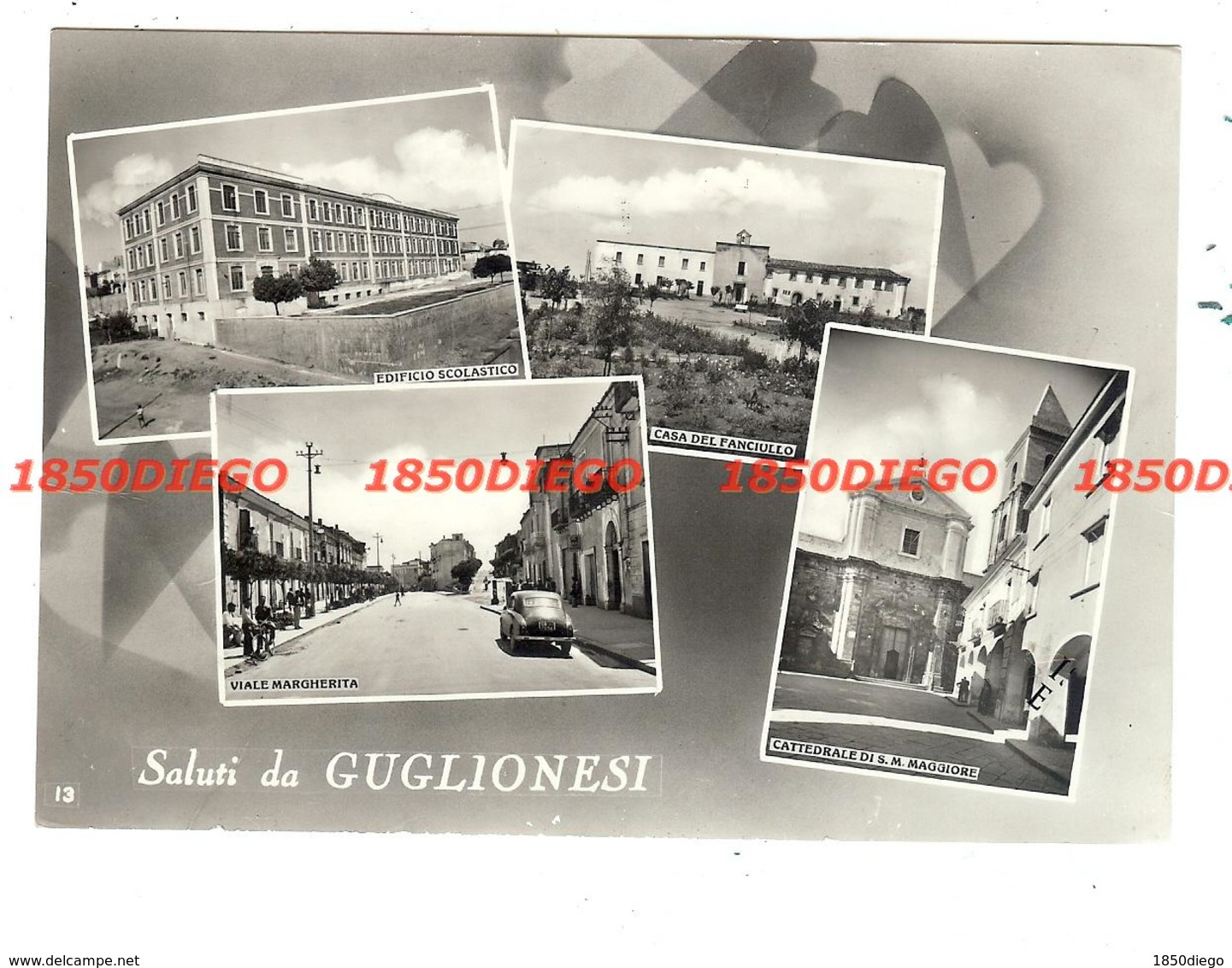 SALUTI DA GUGLIONESI - MULTIVEDUTE F/GRANDE VIAGGIATA 1958 ANIMATA - Campobasso