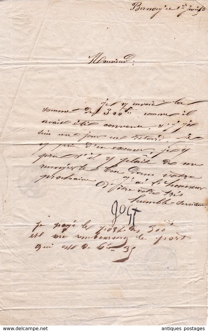 Lettre 1856 Bernay Eure pour Noyon Oise