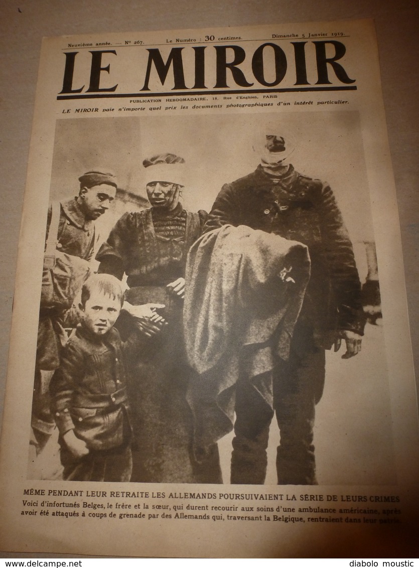 1919 LE MIROIR:Crime Contre Les Belges;Navire GEORGE WASHINGTON;Kurtendil(Bulg);Paquebots ELBERFELD Et MAURETANIA;etc - Français