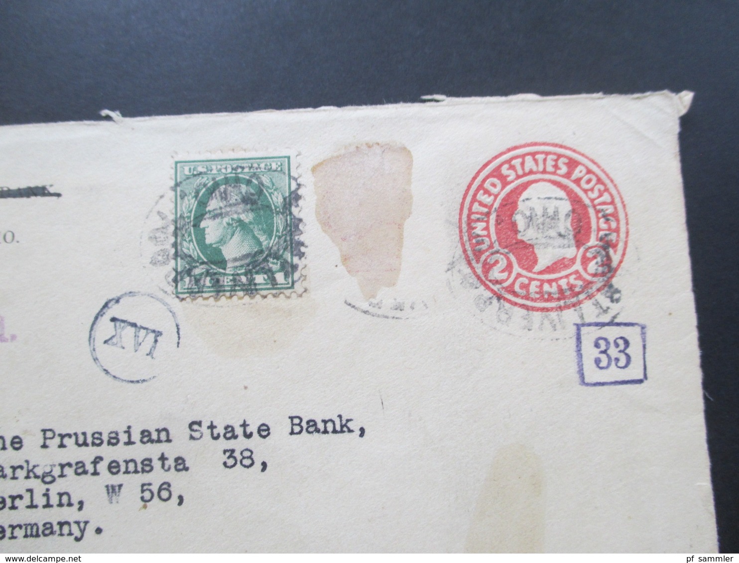 USA 1920 Brief / Registered Letter Mit 12 Stempeln!! East Liverpool Ohio An Die Prussian State Bank - Briefe U. Dokumente