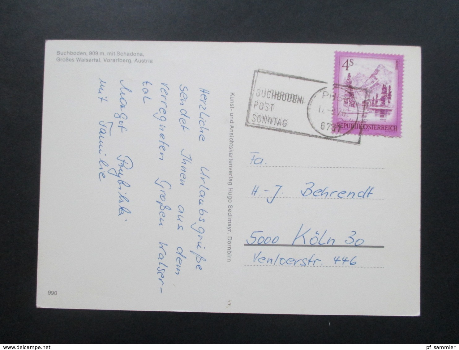 Echtfoto AK Österreich 1976 Stempel Buchboden Post Sonntag - Cartas & Documentos