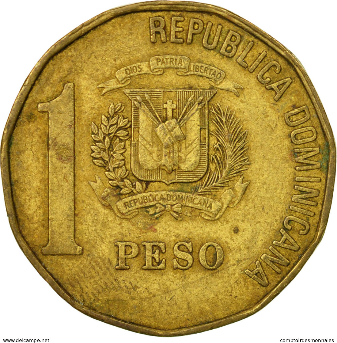 Monnaie, Dominican Republic, Peso, 1992, TB+, Laiton, KM:80.1 - Dominicaine