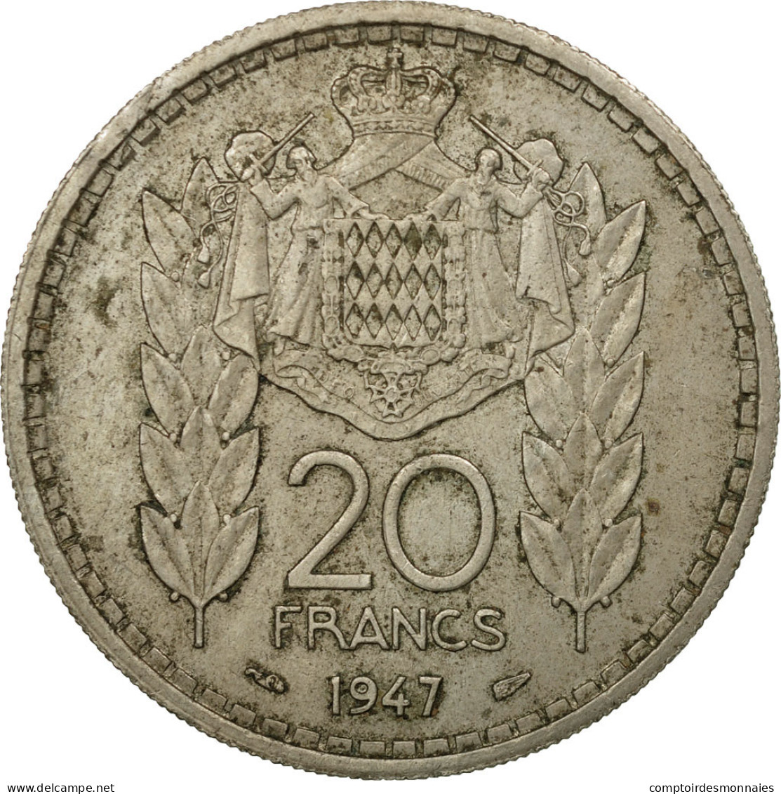 Monnaie, Monaco, Louis II, 20 Francs, Vingt, 1947, Poissy, TTB, Copper-nickel - 1922-1949 Louis II