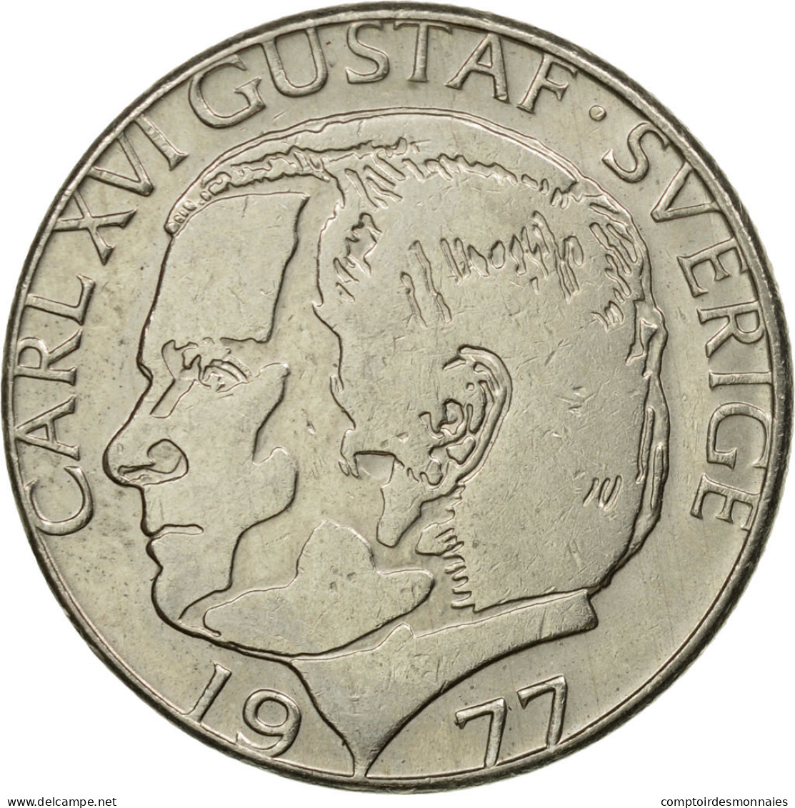 Monnaie, Suède, Carl XVI Gustaf, Krona, 1977, TTB, Copper-Nickel Clad Copper - Suède