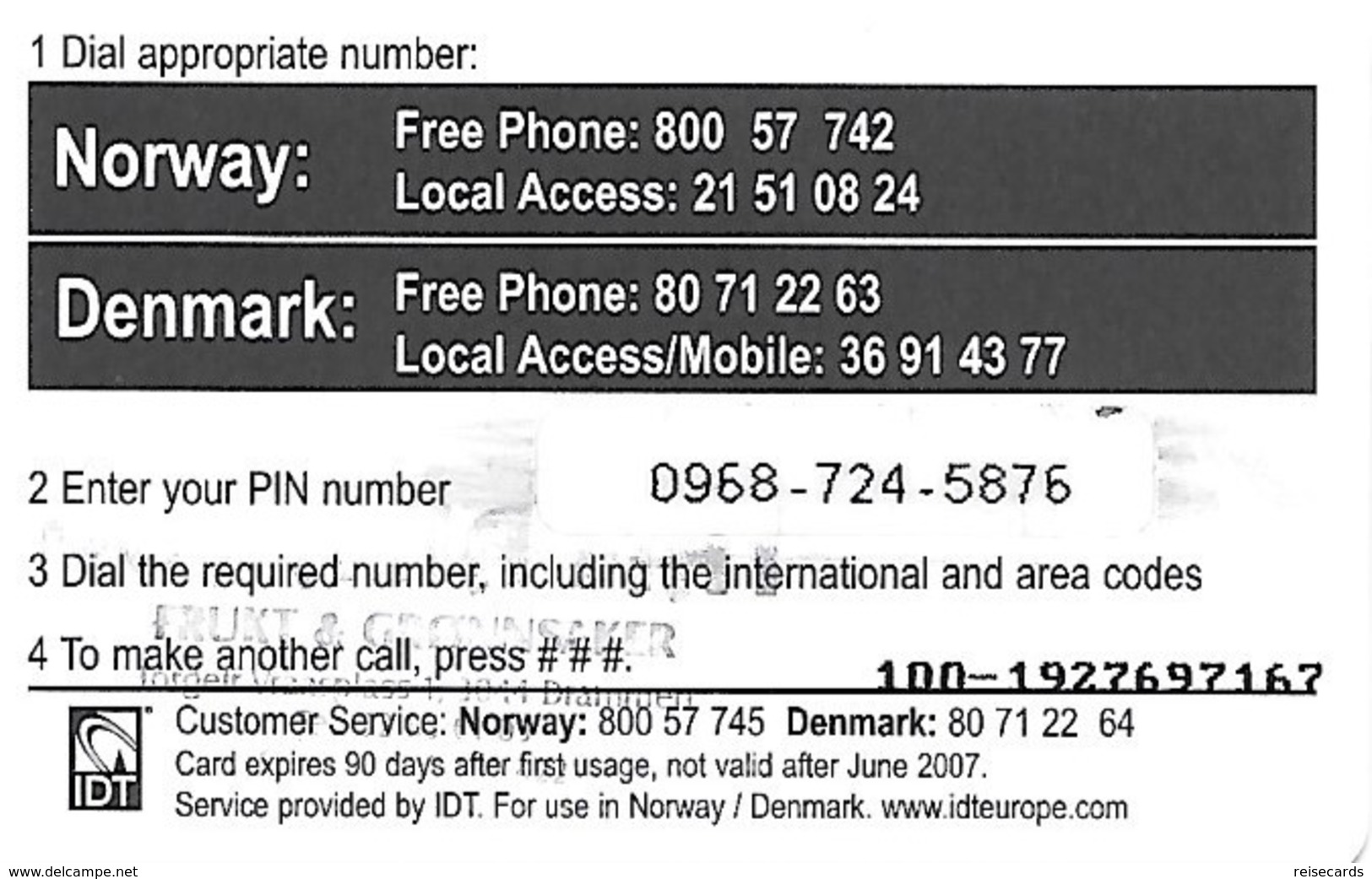 Norway Prepaid: IDT Asia Call - Norwegen