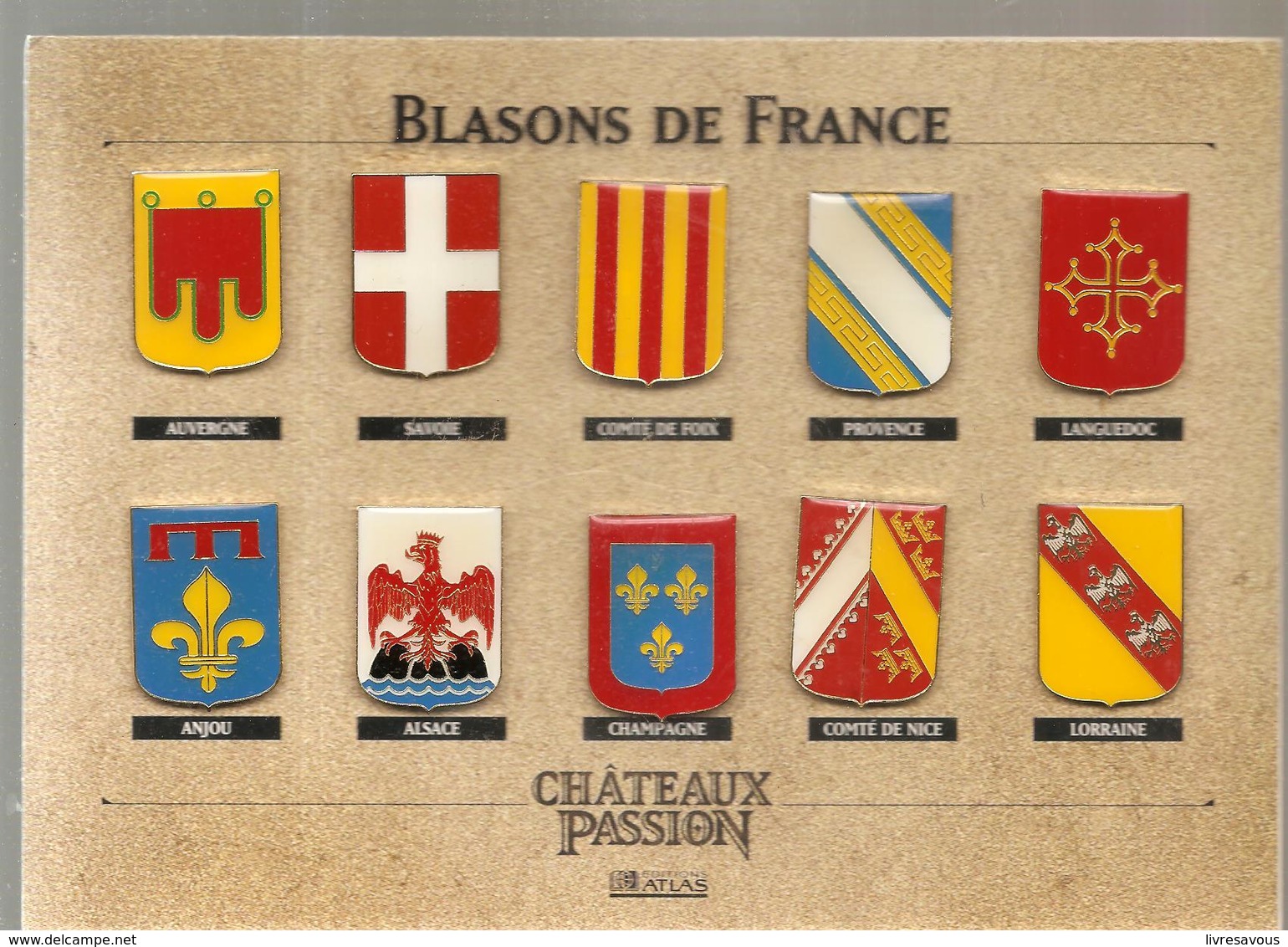 Pin's Héraldique Lot De 50 Pin's Des Villes De France Collection Blasons De France Châteaux Passion Ed. Atlas - Städte