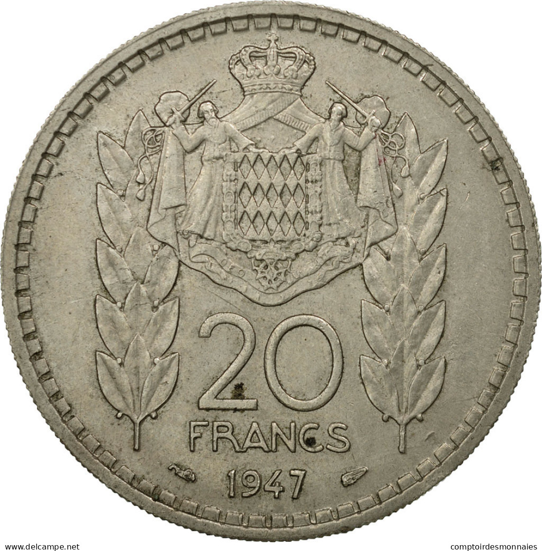 Monnaie, Monaco, Louis II, 20 Francs, Vingt, 1947, TTB, Copper-nickel - 1922-1949 Louis II