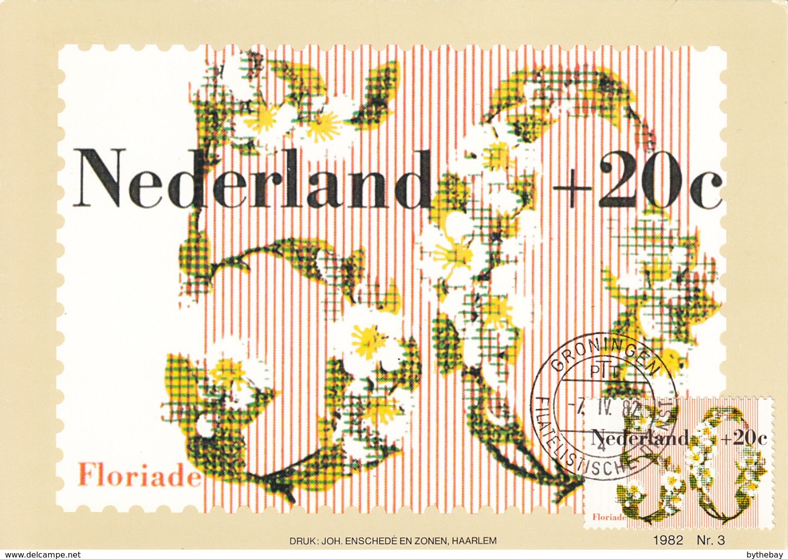 Netherlands 1982 Maxicard Scott #B577 50c + 20c White Blossoms Floriade '82 - Cartes-Maximum (CM)