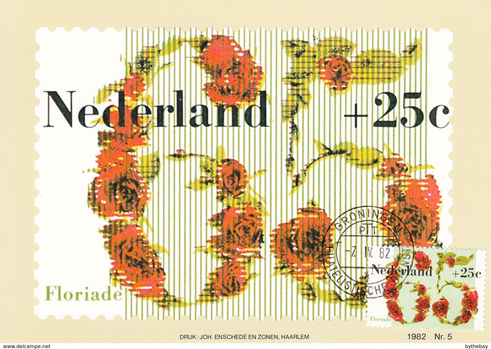 Netherlands 1982 Maxicard Scott #B579 65c + 25c Roses Floriade '82 - Cartes-Maximum (CM)