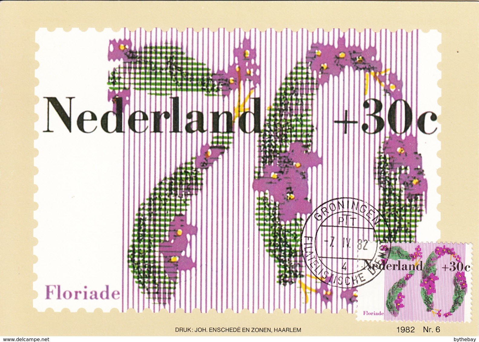 Netherlands 1982 Maxicard Scott #B580 70c + 30c African Violets Floriade '82 - Cartes-Maximum (CM)