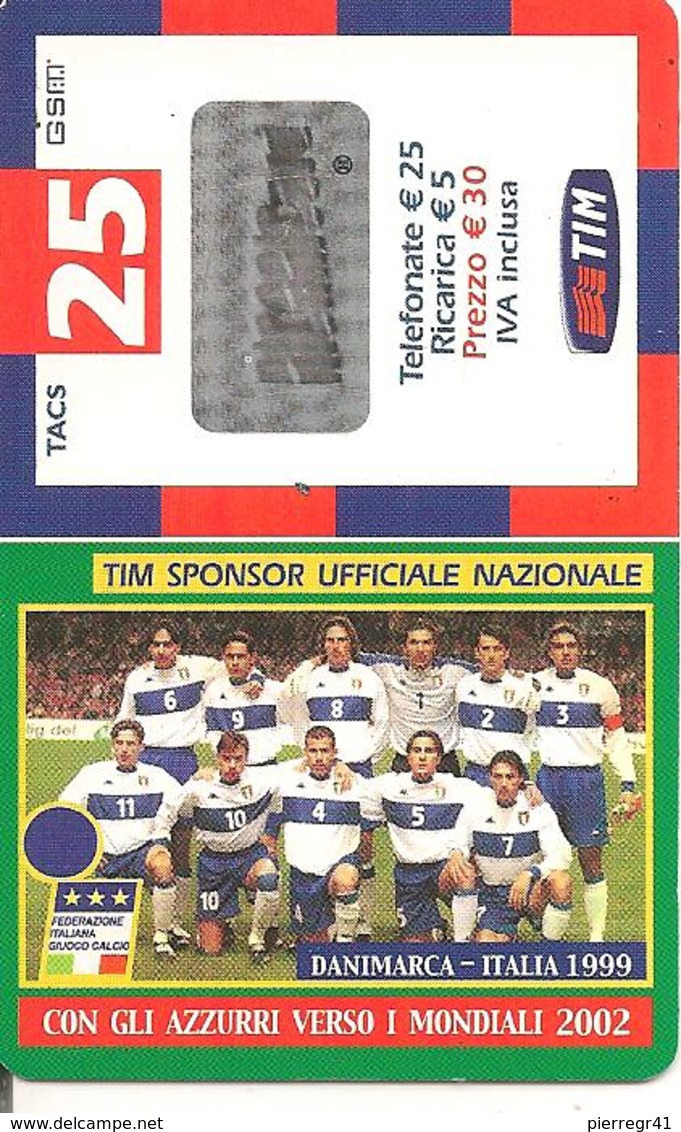 CARTE-PREPAYEE-ITALIE-TIM-25-MONDIAL FOOT-2002-EQUIPE ITALIE/MATCH DANEMARK/ITALIE-TBE-RARE - Autres & Non Classés