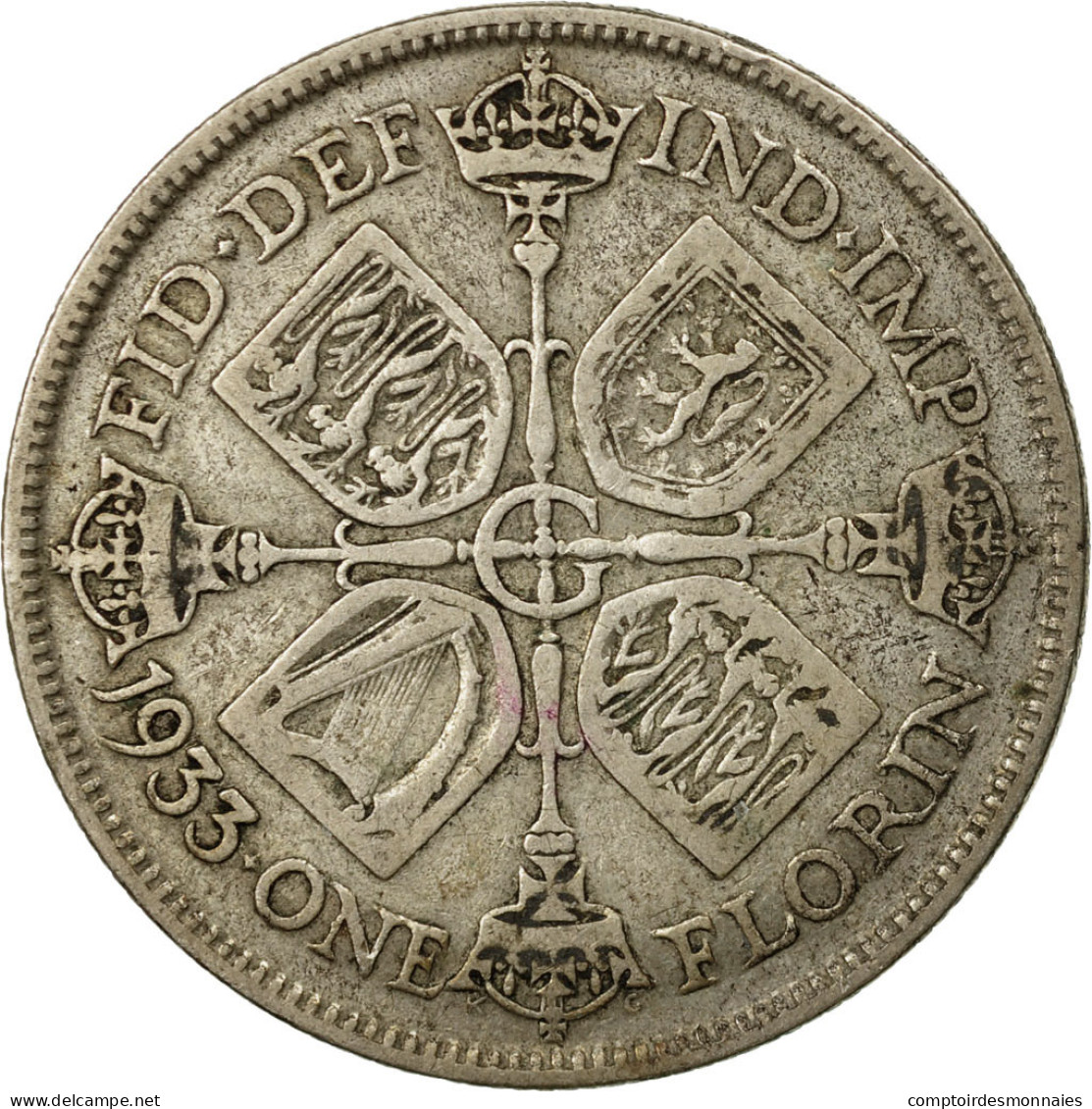 Monnaie, Grande-Bretagne, George V, Florin, Two Shillings, 1933, TB+, Argent - J. 1 Florin / 2 Schillings