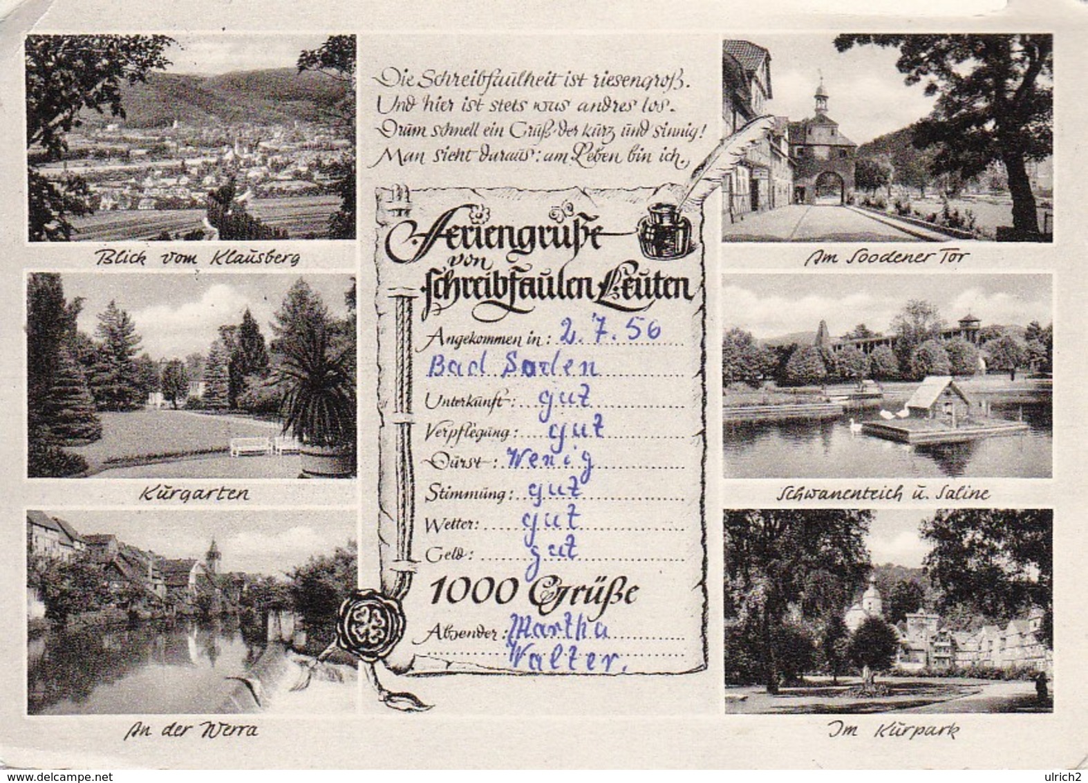AK Bad Sooden-Allendorf - Feriengrüße Von Schreibfaulen Leuten - Mehrbildkarte - 1956 (36746) - Bad Sooden-Allendorf
