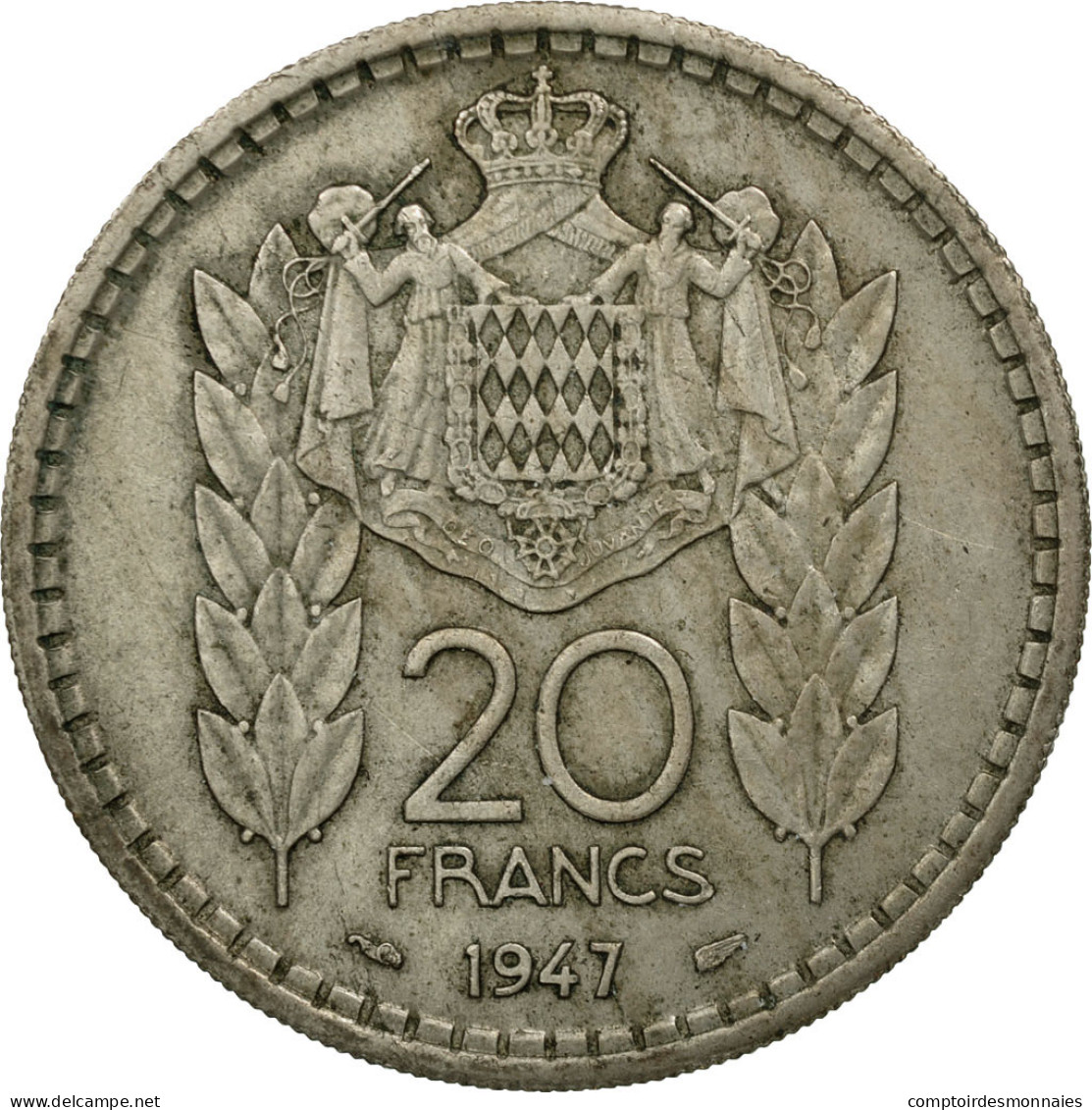 Monnaie, Monaco, Louis II, 20 Francs, Vingt, 1947, TTB, Copper-nickel - 1922-1949 Louis II