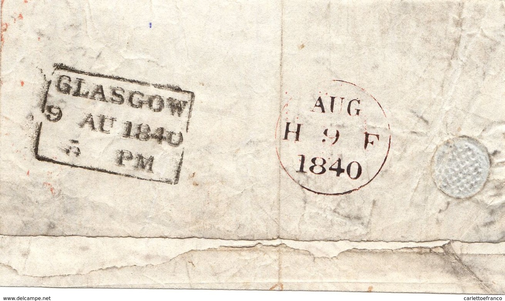 Involucro Di Piego Per Glasgow Viaggiato 9 Agosto 1840 - Buona Qualità - Storia Postale