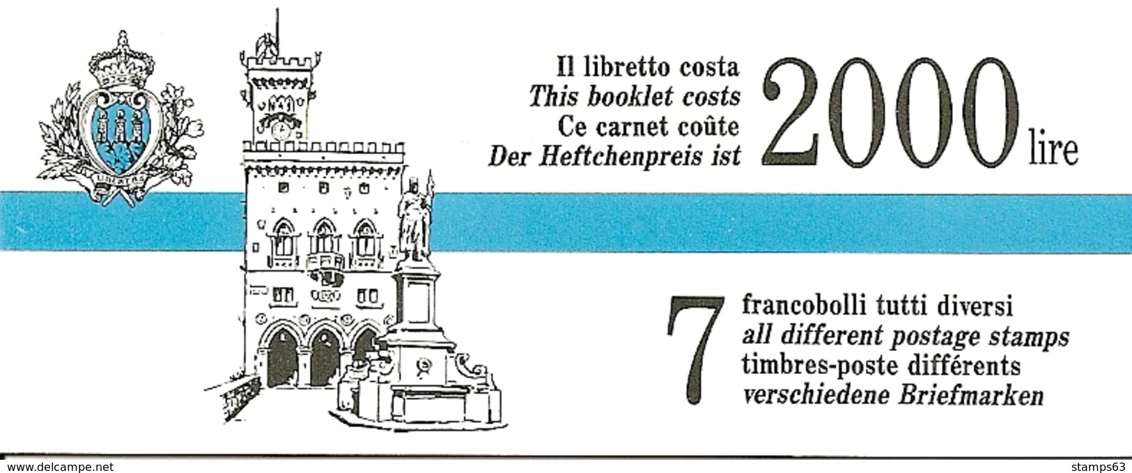 SAN MARINO, 1992, Booklet 3, Turism, Mi MH2 - Markenheftchen