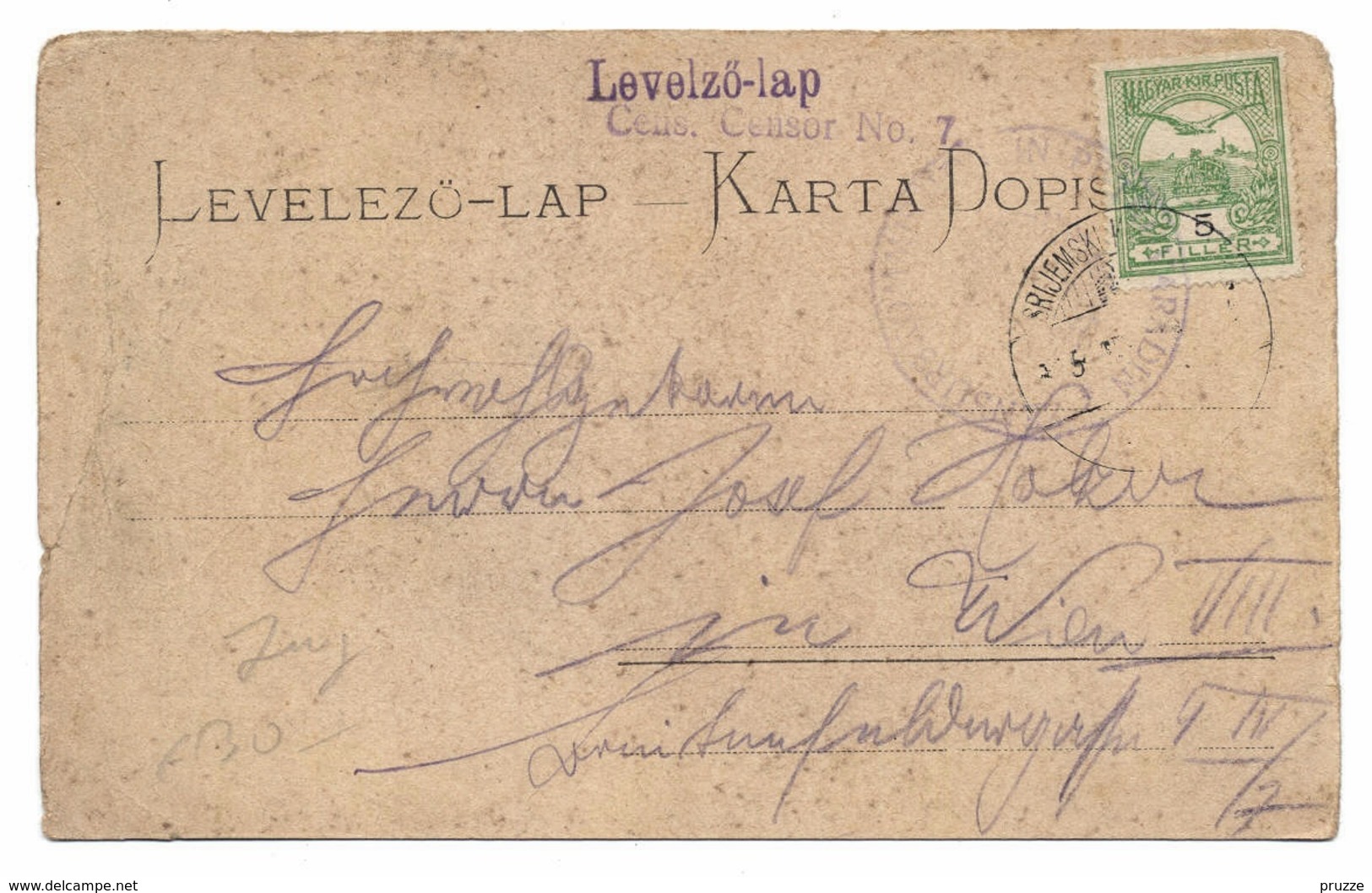 Karlovitz - Sremski Karlovci - Сремски Карловци - Ca. 1900 Nach Wien, Mit Zensur No. 7 - Serbien