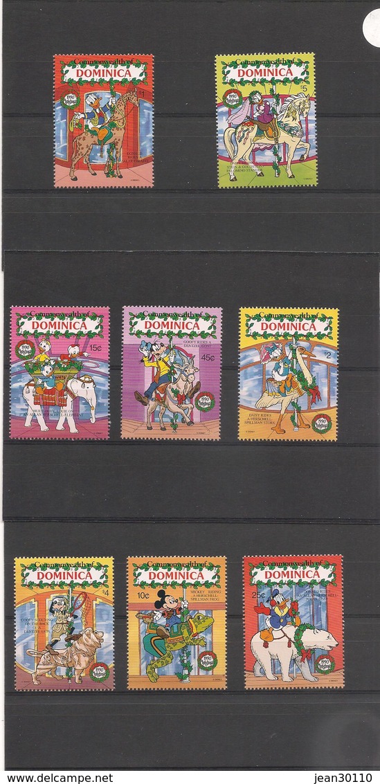 DOMINIQUE Personnages De Disney Chevauchant Des Animaux De Manège Forain Année 1990 N°Y/T : 1235/42** Et Blocs N° 172** - Dominique (1978-...)