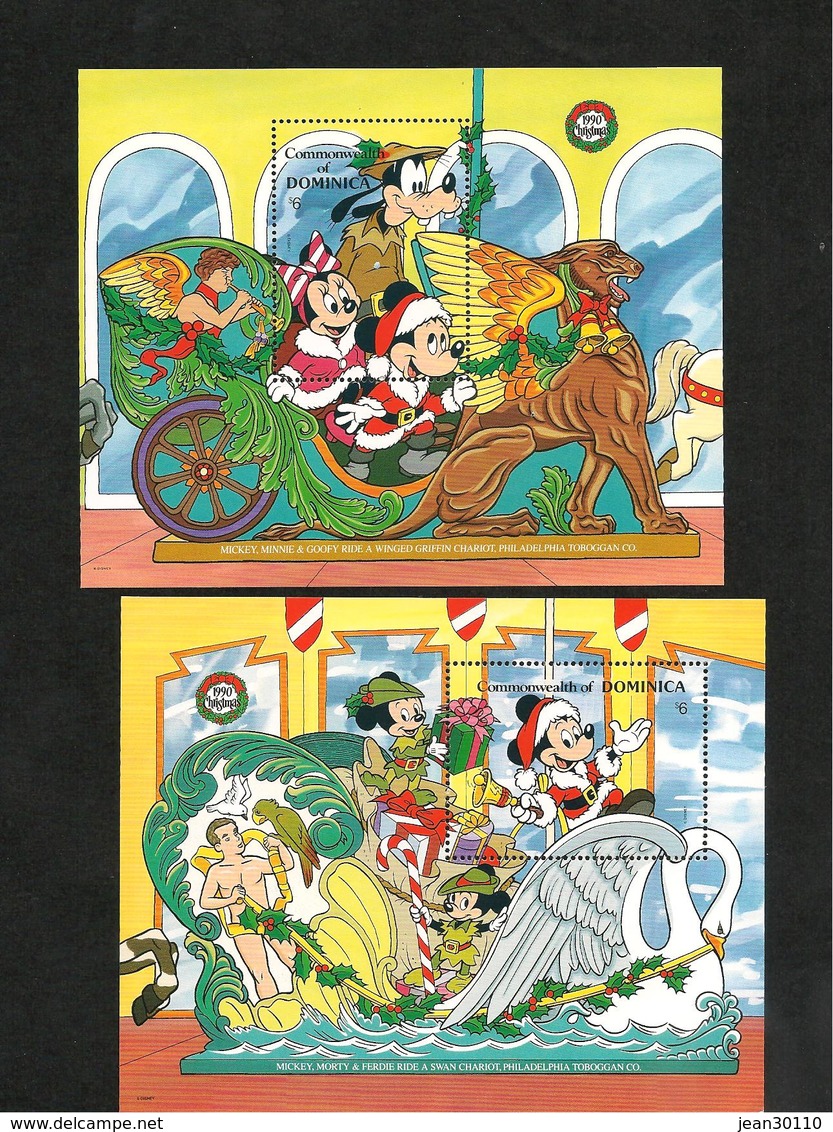 DOMINIQUE Personnages De Disney Chevauchant Des Animaux De Manège Forain Année 1990 N°Y/T : 1235/42** Et Blocs N° 172** - Dominique (1978-...)