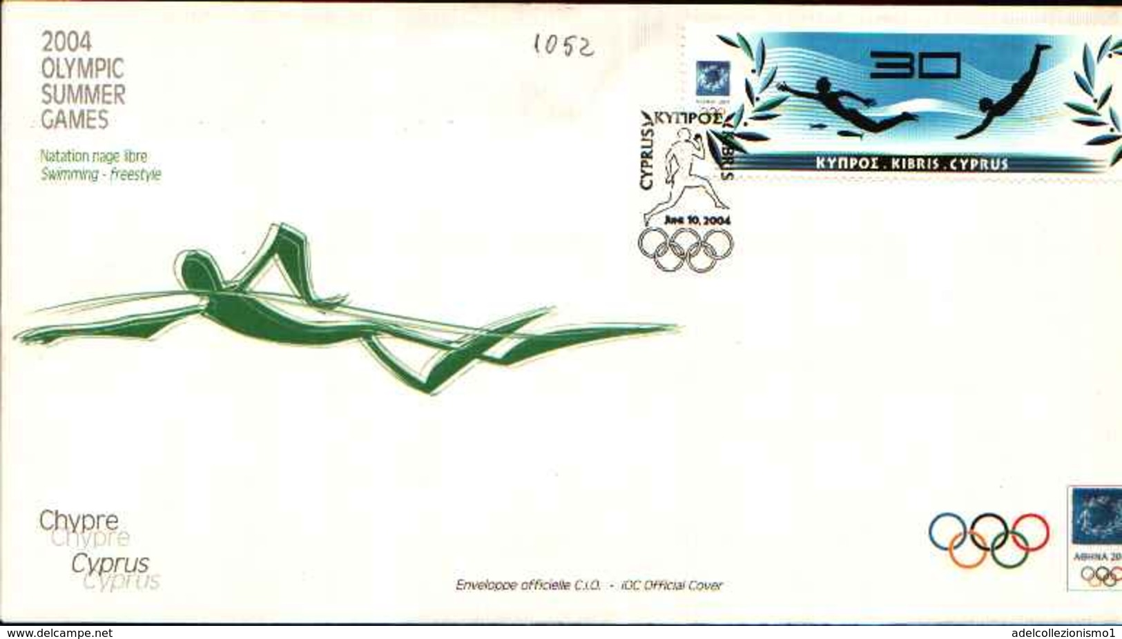 72393) FDC DI CIPRO 30 NUOTO -2004 OLIMPIC SUMMER GAMES  IL 10-6-2004 - Storia Postale