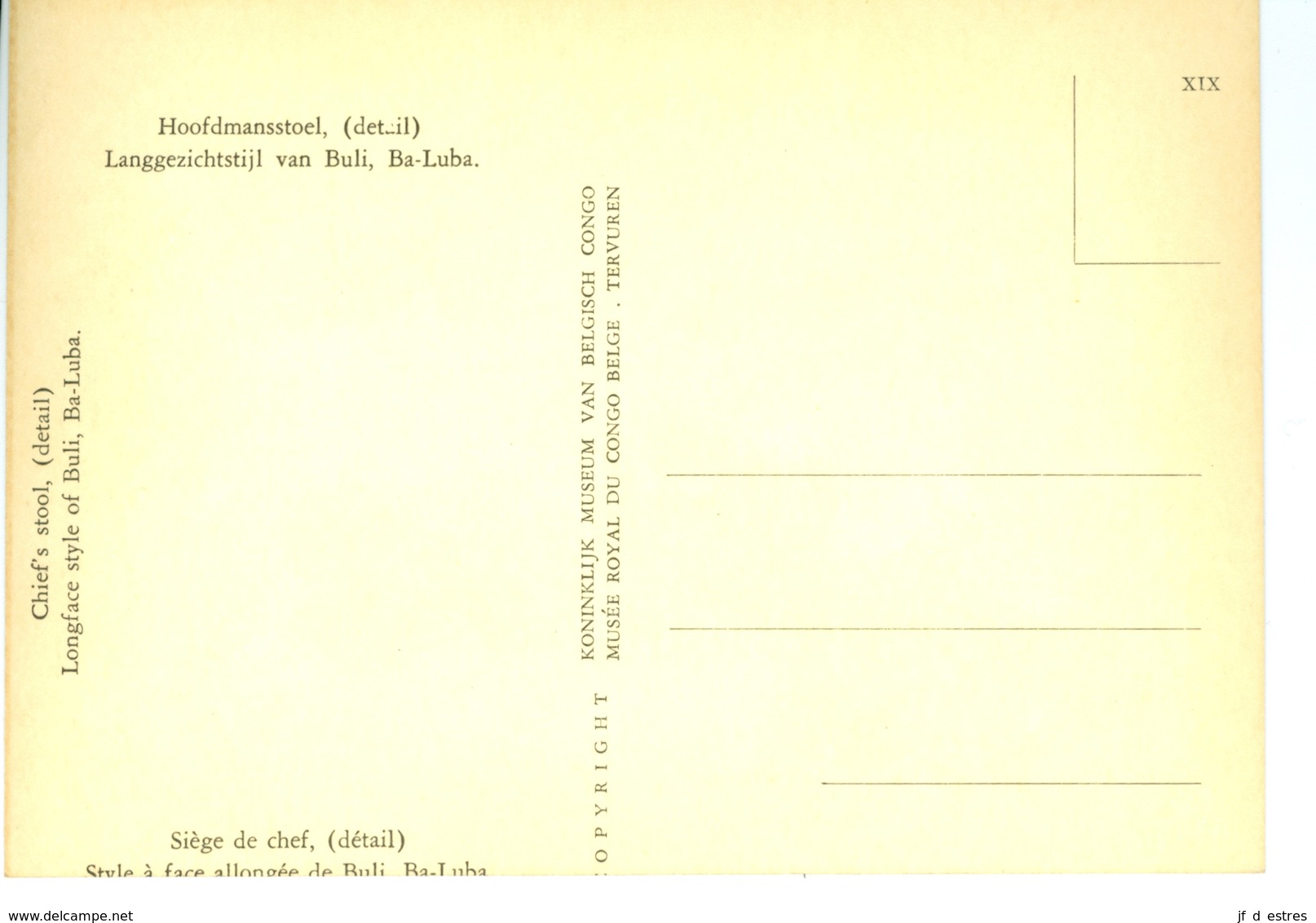 CP Siège De Chef Buli Ba-Luba Musée Royal Du Congo Belge XIX Vers 1960 - Collections & Lots