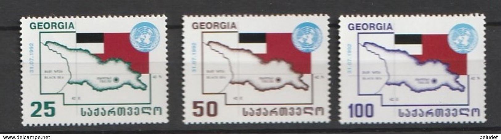 Georgia 1993, First Anniversary Of Admission To UN 3v MNH Mi 63-65, Sn 73-75, Yt 58-60, Sg 58-60 - Georgia