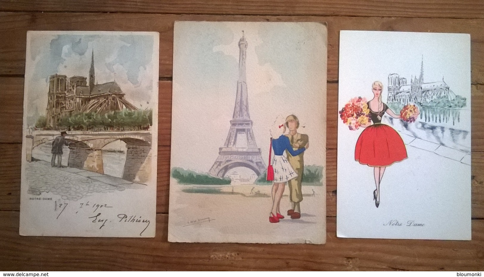 Lot De 3 Cartes Postales PARIS Notre Dame  & Tour Eiffel - Monuments