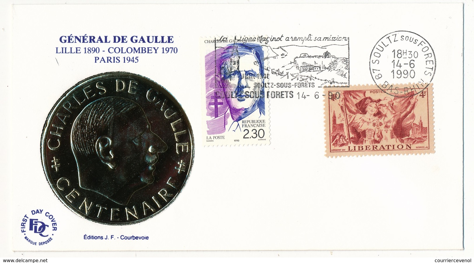 FRANCE - Enveloppe - OMEC Illustrée "La Ligne Maginot A Rempli Sa Mission" - 67 SOULTZ - 14.6.1990 - De Gaulle (Generale)