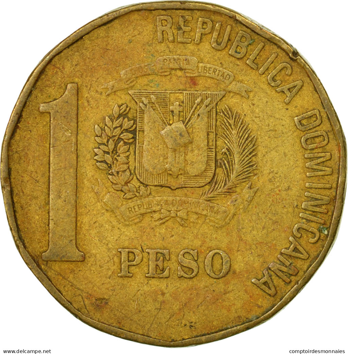 Monnaie, Dominican Republic, Peso, 1991, TB, Laiton, KM:80.1 - Dominicaine