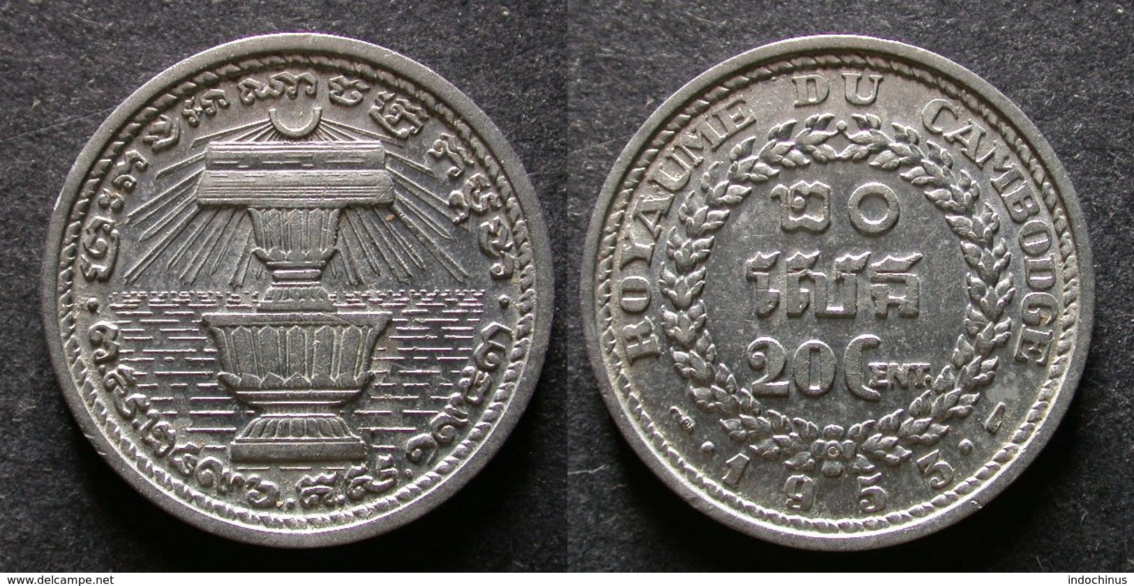 CAMBODGE 20 CENT 1953 Royaume INDOCHINE FRANCAISE / CAMBODIA / INDOCHINA PORT OFFERT - Autres & Non Classés